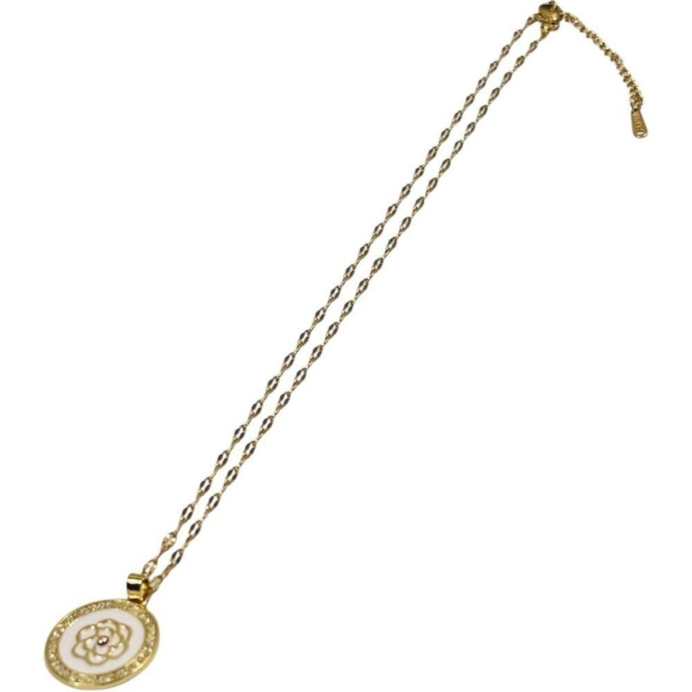 18K Gold Plated Camellia Flower Pendant Necklace - Picture 6 of 7